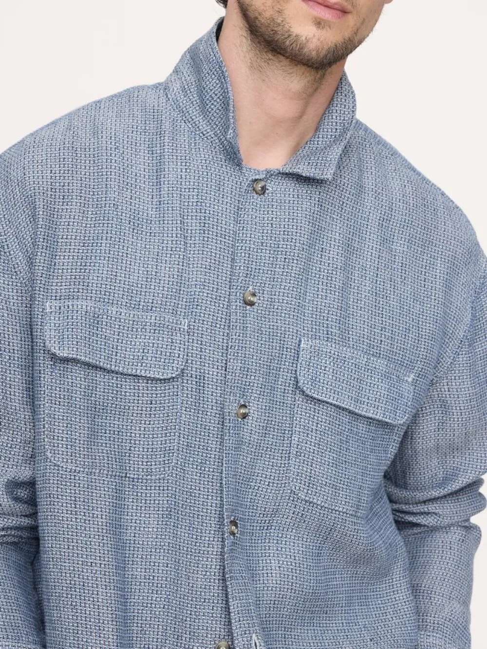NWT!!! Banana Republic Men's White Texture 100% Linen Relaxed-Fit Resort Shirt M